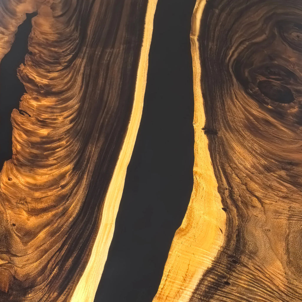 Unique stylish black epoxy wood dining table for 8-10 people - MOOKA FURNITURE