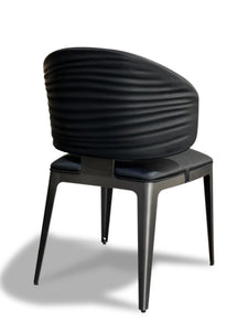 Sybilla chair  with elegant wave textured backrest - MOOKAFURNITURE