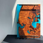 Boutique serving tray kitchen Cheese paddle poxy wood Board w/ handle best gift - MOOKA FURNITURE