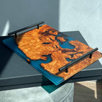 Boutique serving tray kitchen Cheese paddle poxy wood Board w/ handle best gift - MOOKA FURNITURE