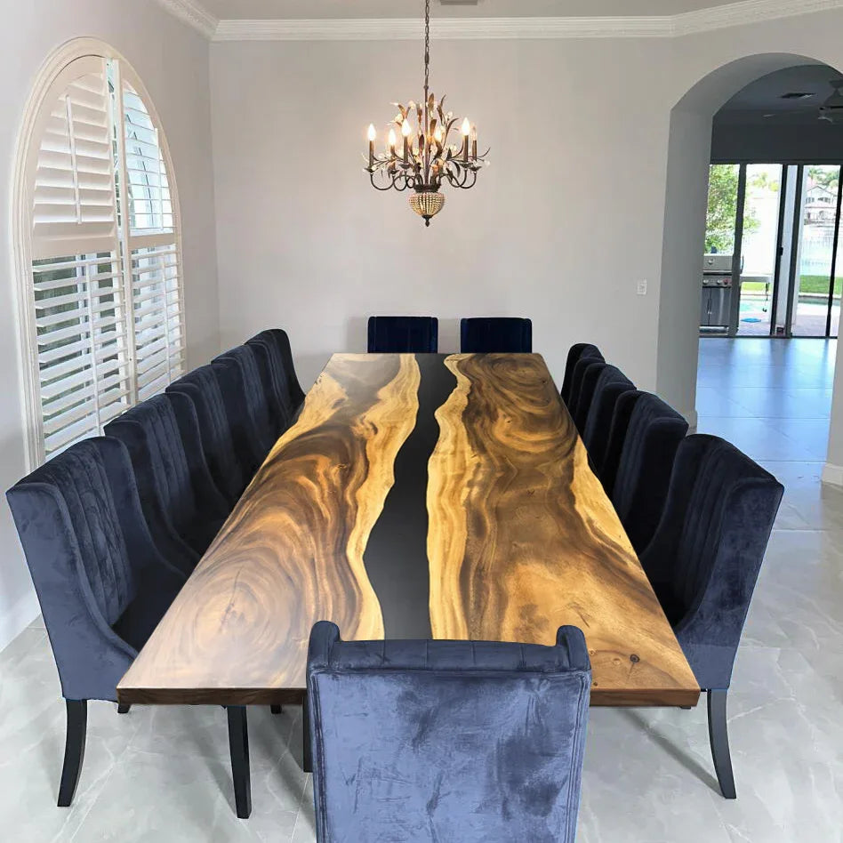 Big family dining table for 10-12 people black river table extra wide - MOOKA FURNITURE