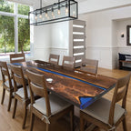 Black walnut blue epoxy river table dining table for 8 seats - MOOKA FURNITURE