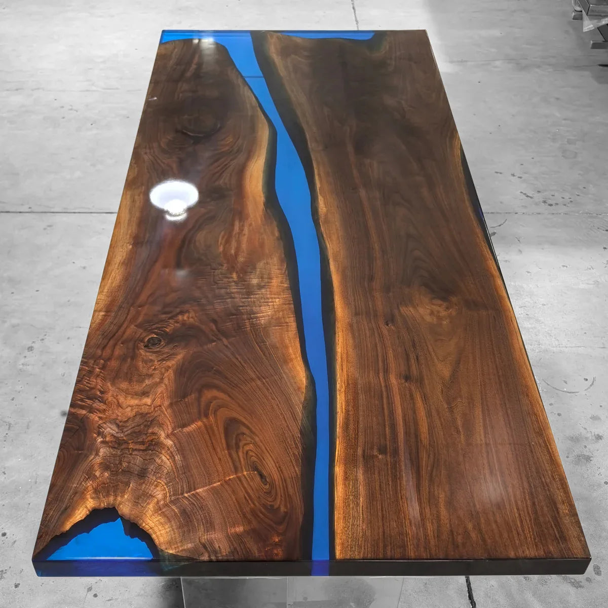 Black walnut blue epoxy river table dining table for 8 seats - MOOKA FURNITURE