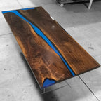 Black walnut blue epoxy river table dining table for 8 seats - MOOKA FURNITURE