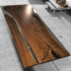 Unique black walnut epoxy river table organic wood dining table for 8-10 seat - MOOKA FURNITURE