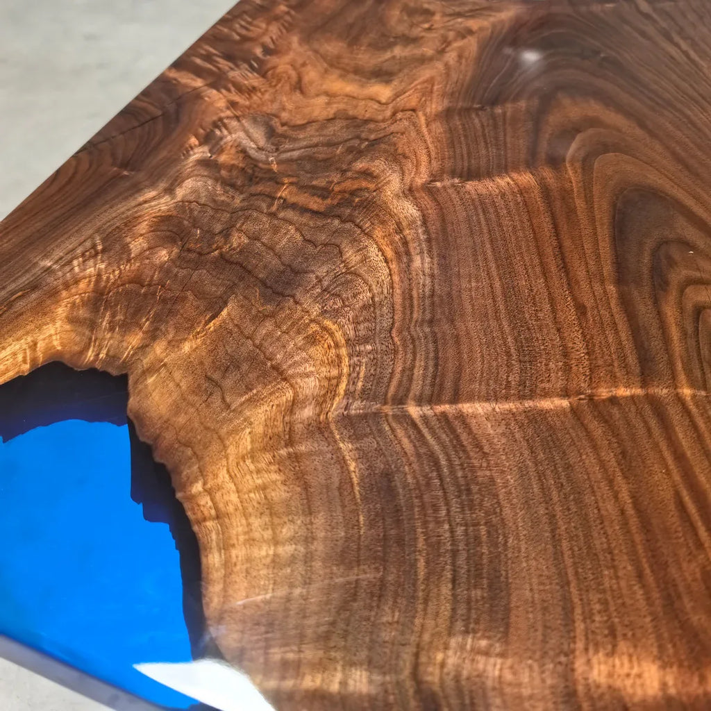 Black walnut blue epoxy river table dining table for 8 seats - MOOKA FURNITURE