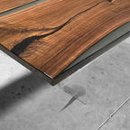 Unique black walnut epoxy river table organic wood dining table for 8-10 seat - MOOKA FURNITURE