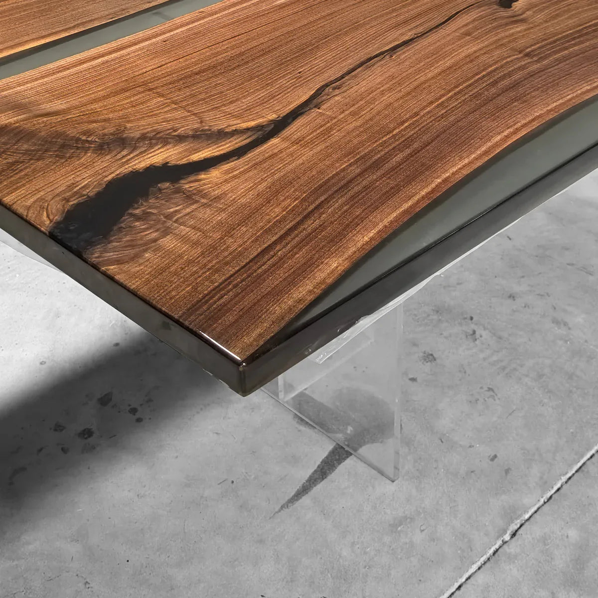 Unique black walnut epoxy river table organic wood dining table for 8-10 seat - MOOKA FURNITURE