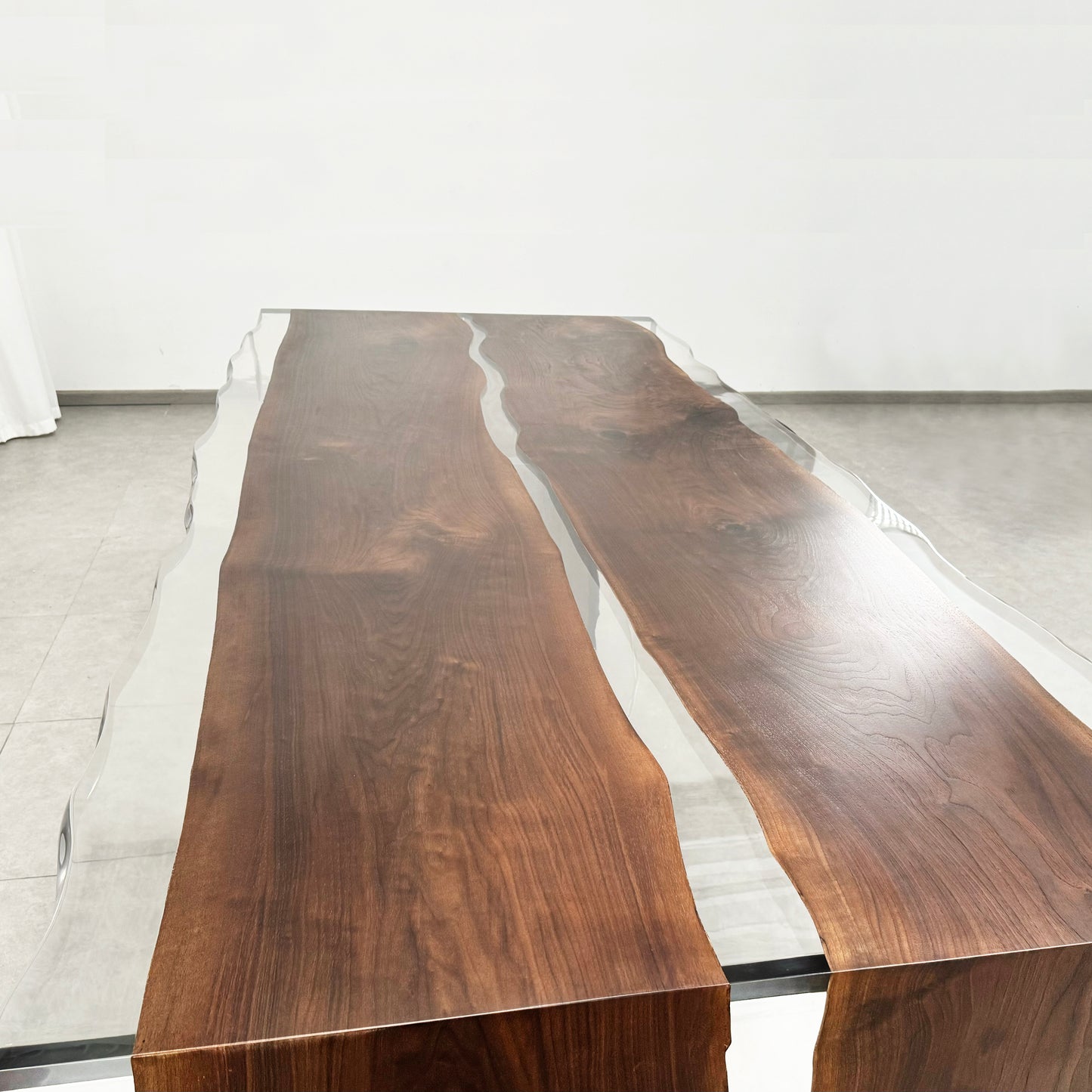 Custom made black walnut dining table waterfall table