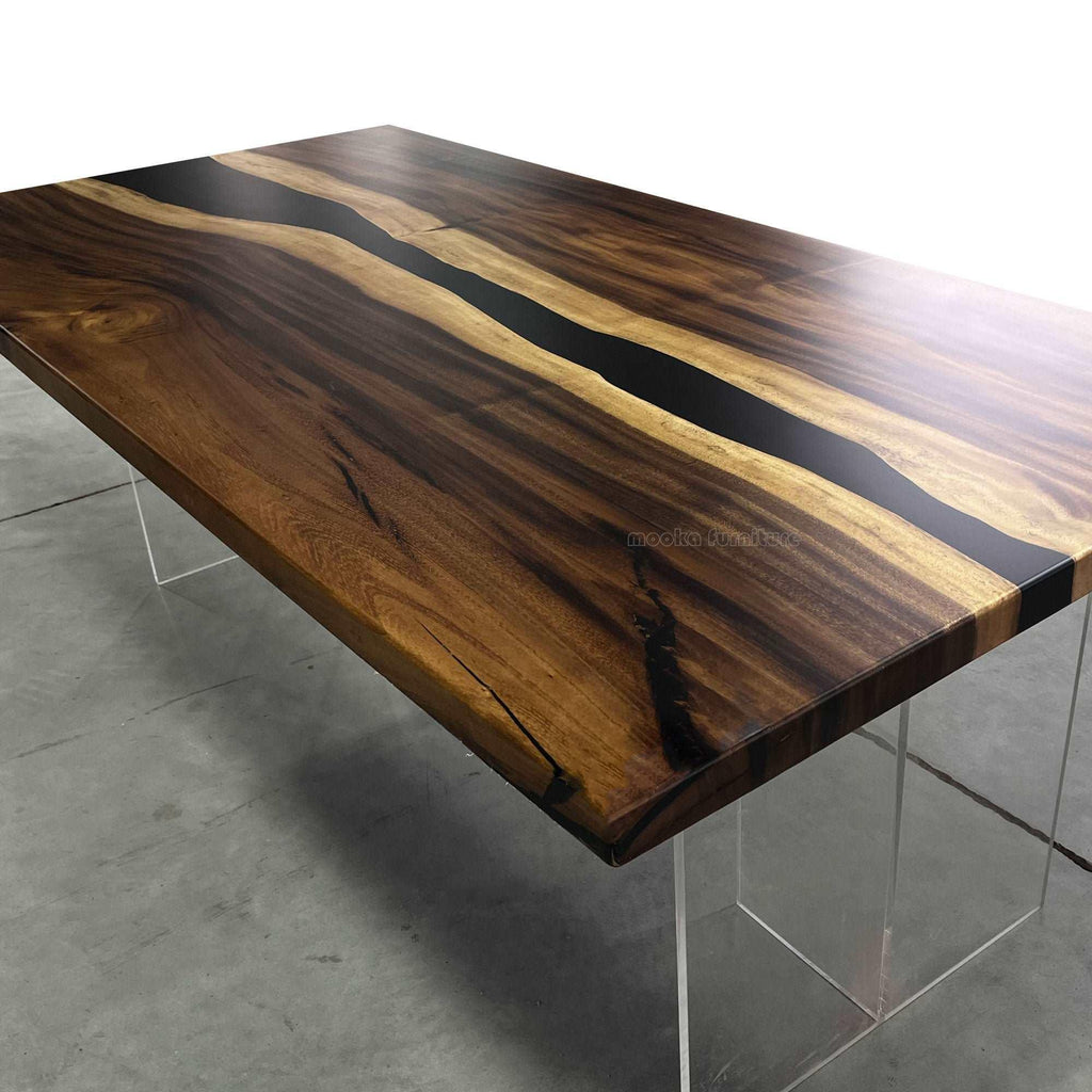 Artistry classitic wood epoxy river table for 8 people - MOOKA FURNITURE