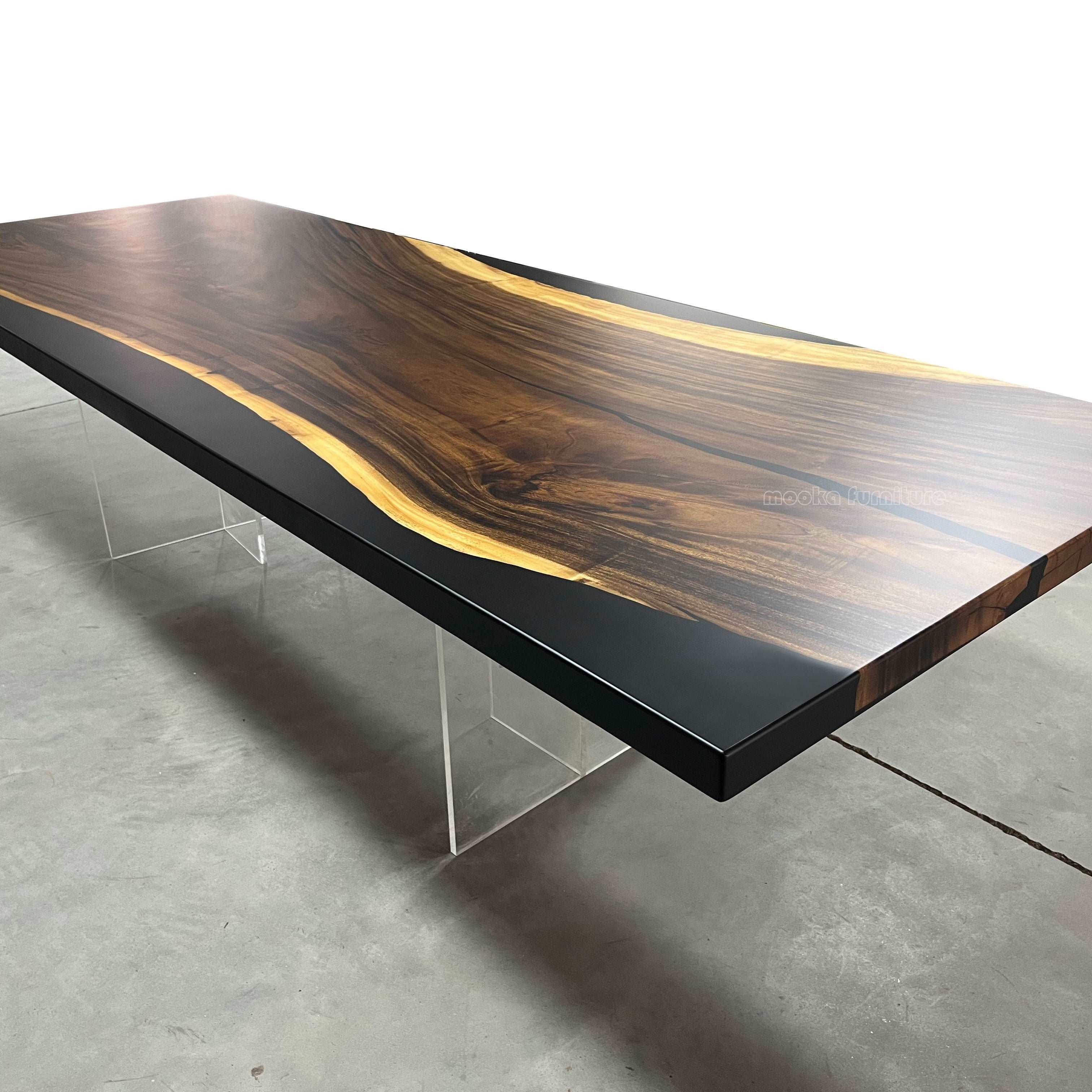 One-piece natural wood live edge big size dining table for 10-12 people - MOOKA FURNITURE