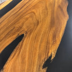 Luxury 120" black resin river wood dining table for 10-12 seats - MOOKA FURNITURE