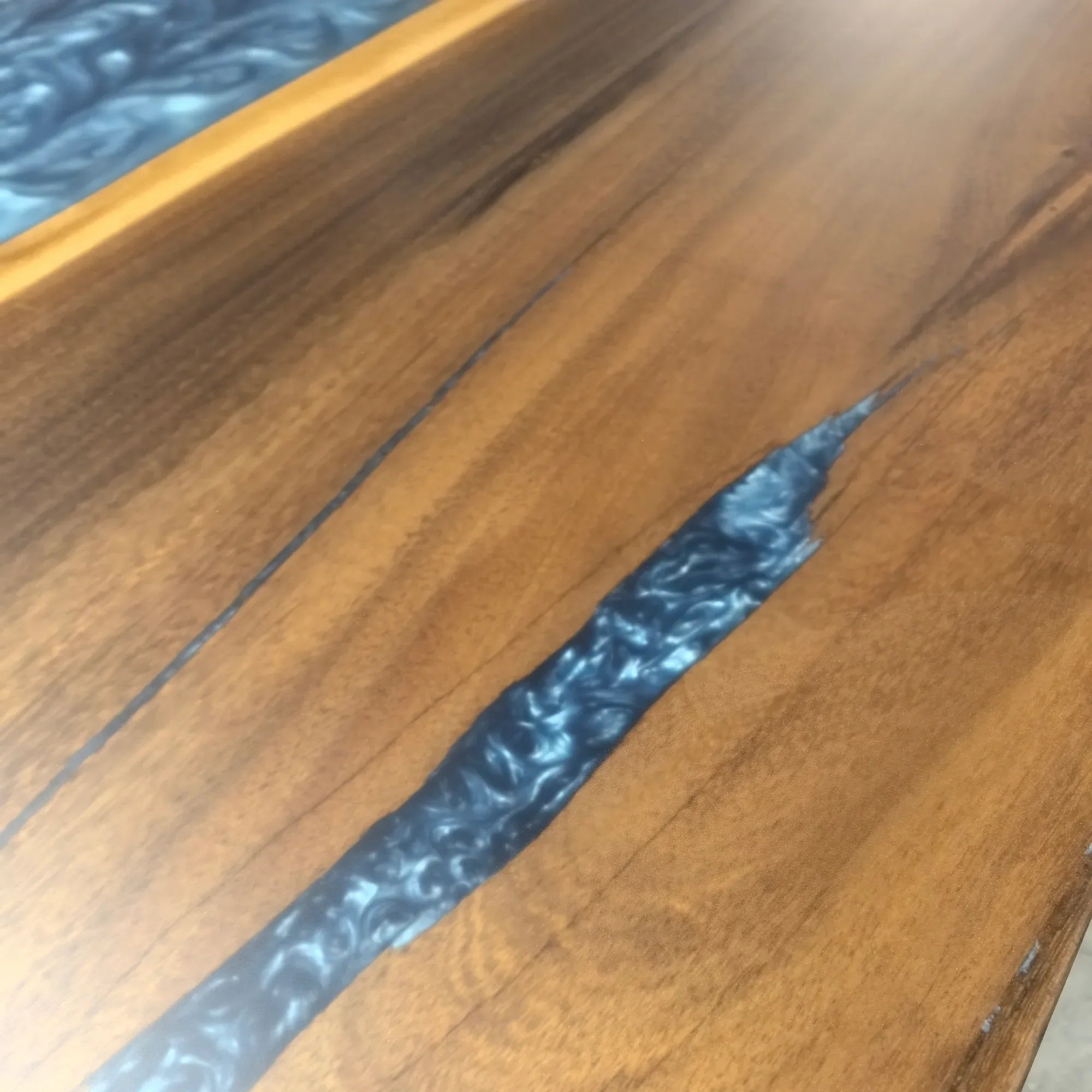 Metallic ocean blue resin river table 10-12 person dining table - MOOKA FURNITURE