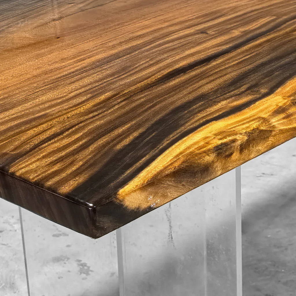 One piece natural wood with clear epoxy dining table for 6-8 people - MOOKA FURNITURE