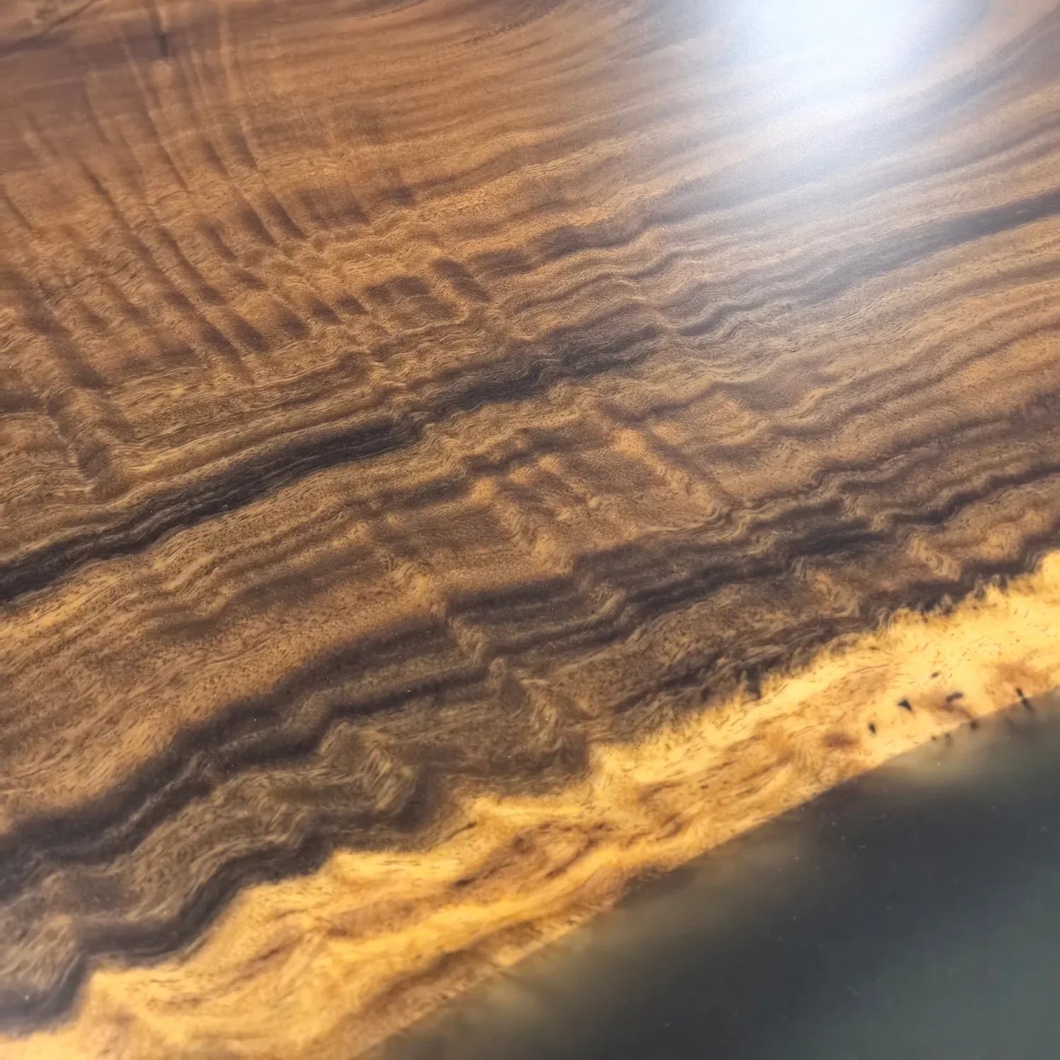 One piece natural wood with frosted grey epoxy river table dining table for 6-8 people - MOOKA FURNITURE