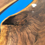 Live edge black walnut dining table blue river table for 10-12 people - MOOKA FURNITURE