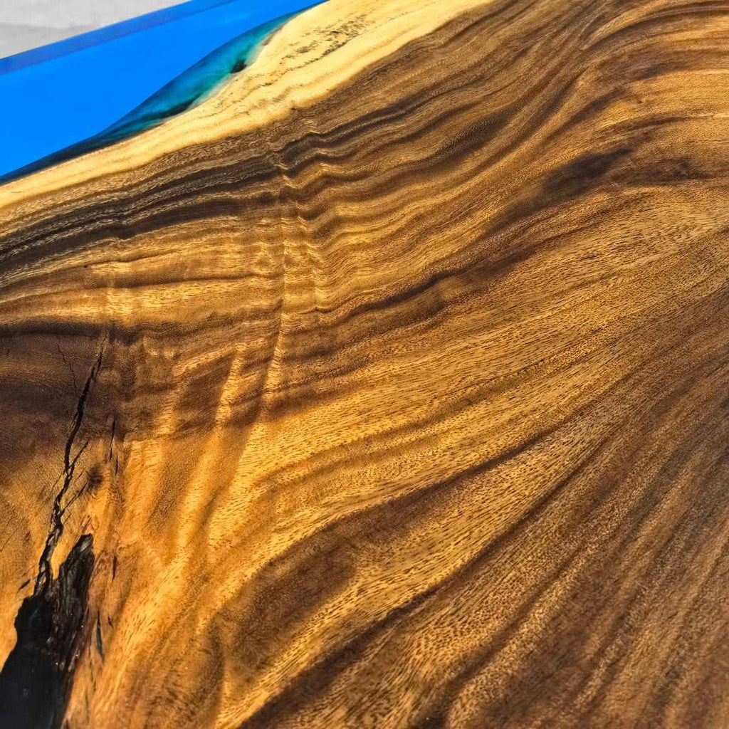 Coastal style table blue epoxy river table 8-10 seating dinner table - MOOKA FURNITURE