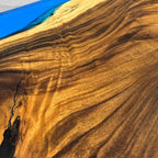 Coastal style table blue epoxy river table 8-10 seating dinner table - MOOKA FURNITURE