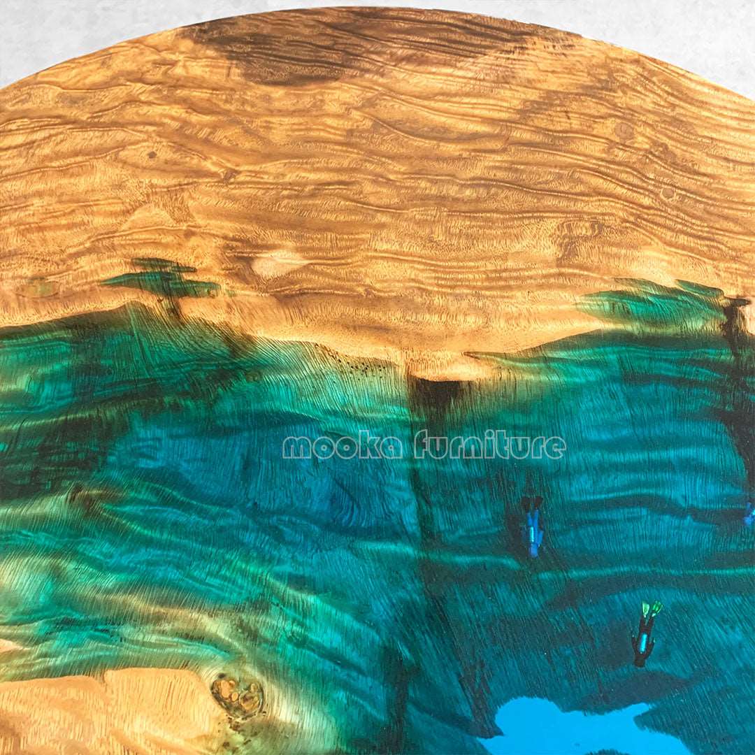 Resin Wood Coffee Table - MOOKAFURNITURE