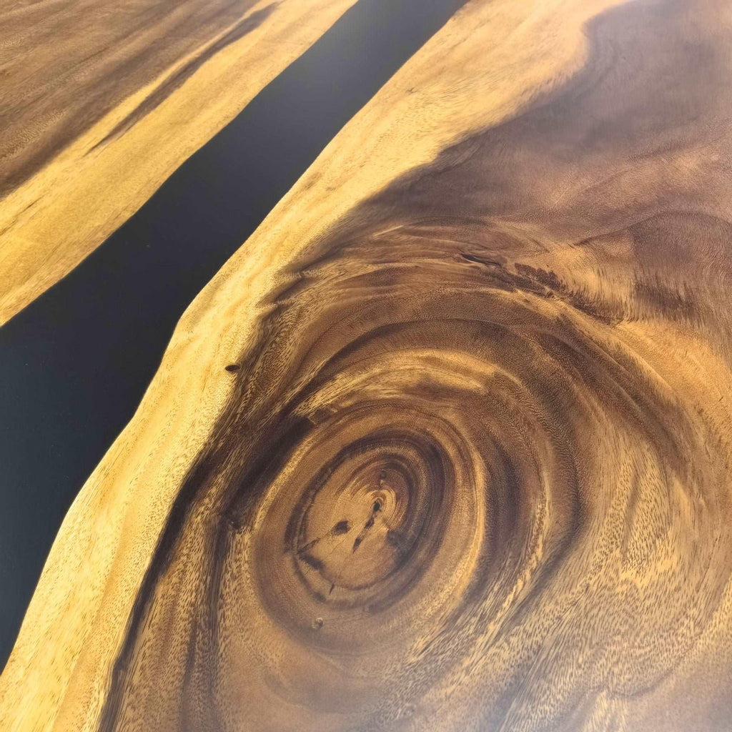 Dining table 144 inch long large size for 14 person solid wood black epoxy river table 12ft - MOOKA FURNITURE