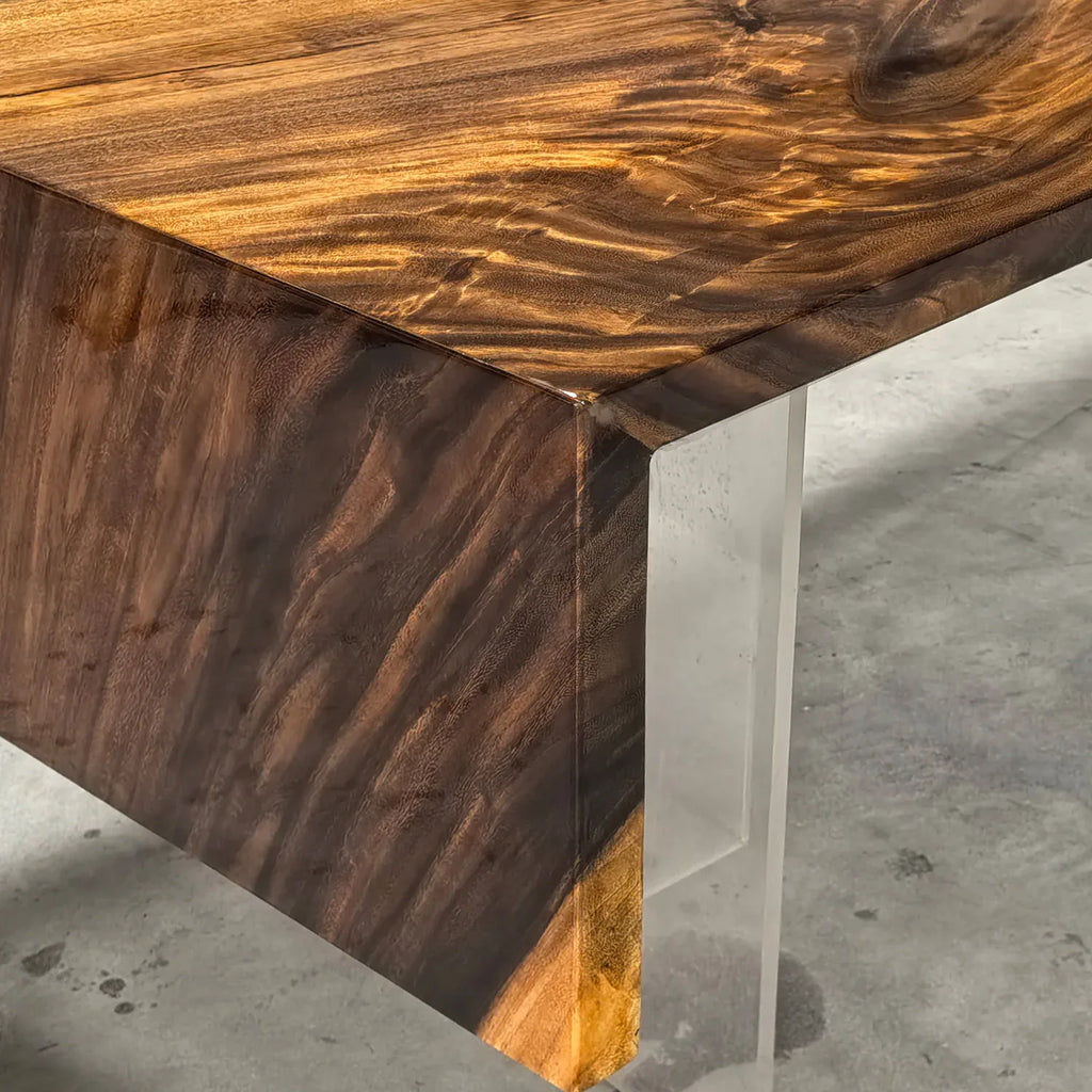 Unique stylish one piece wood epoxy waterfall coffee table - MOOKA FURNITURE