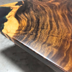 Deep blue epoxy luxury unique exotica wood dining table for 8 people