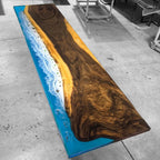 Coastal sea wave handmade river table 12 feet large dining table for 12-14 people - MOOKA FURNITURE