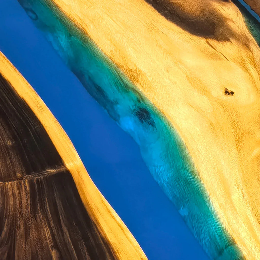 Blue epoxy river table for 10 people dining table - MOOKA FURNITURE