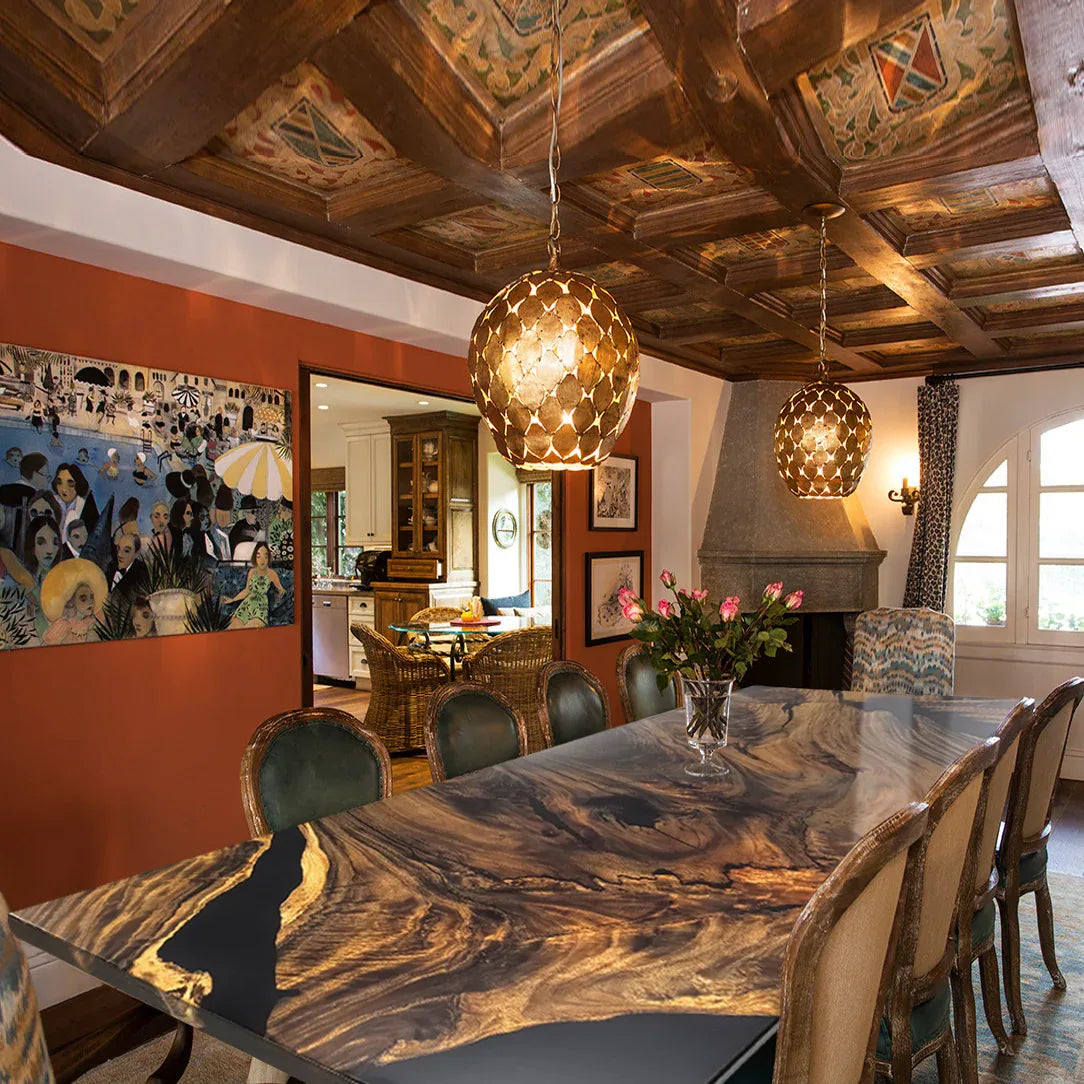 One-piece natural wood luxury vintage style dining table for 10 people - MOOKA FURNITURE