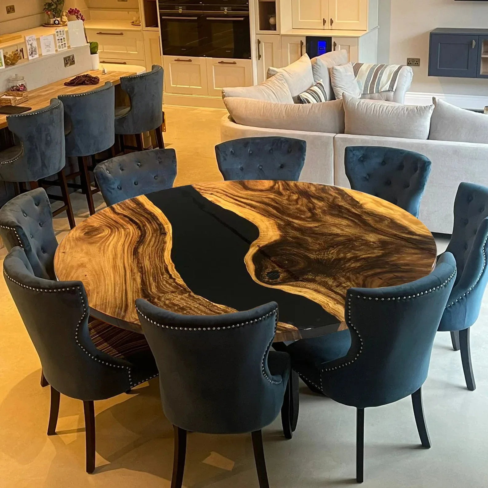 Custom made 6ft round river table dining table for 8 people - MOOKA FURNITURE