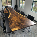 Massive Boardroom table in 12 ft for 14 people solid wood river epoxy conference table custom made - MOOKA FURNITURE