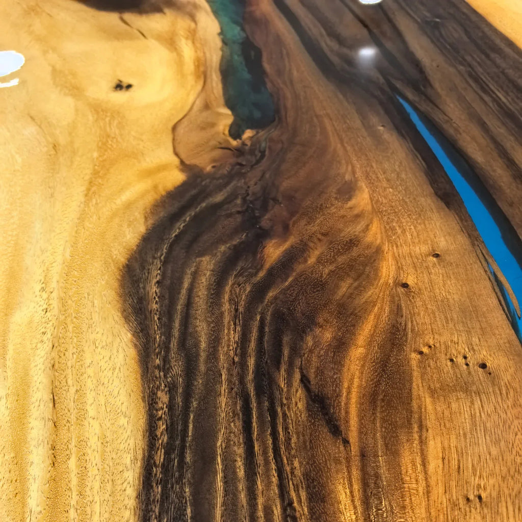 Blue epoxy river table for 10 people dining table - MOOKA FURNITURE