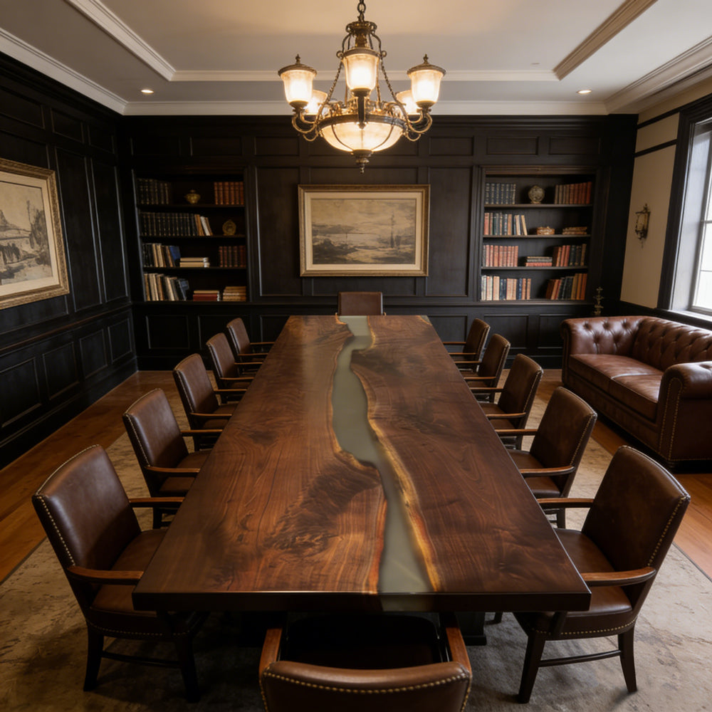 12feet dark brown black walnut river table for 12-14 people massive conference table boardroom table