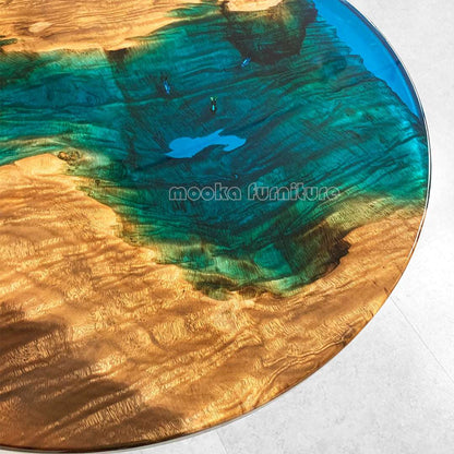 Resin Wood Coffee Table - MOOKAFURNITURE