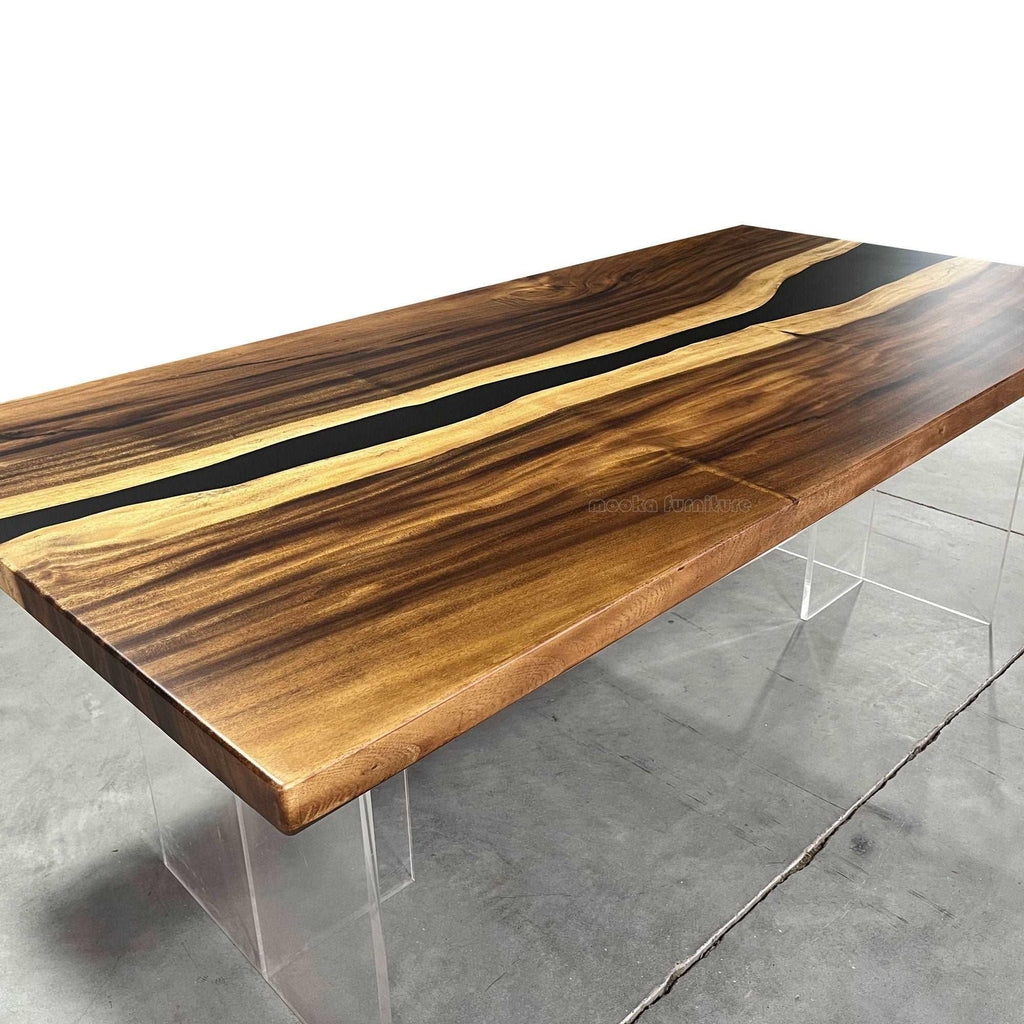 Artistry classitic wood epoxy river table for 8 people - MOOKA FURNITURE