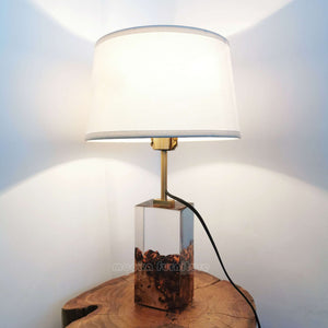RESIN MAPLE BURL WOOD TABLE LAMP - MOOKAFURNITURE