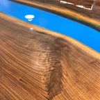 Live edge black walnut dining table blue river table for 10-12 people - MOOKA FURNITURE