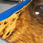 Coastal style table blue epoxy river table 8-10 seating dinner table - MOOKA FURNITURE