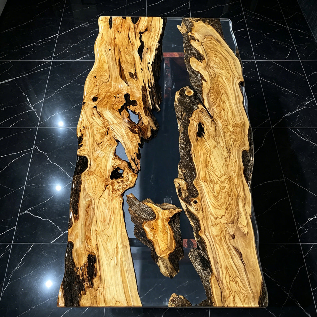 Luxury Italian olive wood river table heirloom table dining table for 6-8 seats
