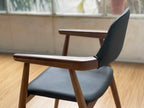 Sam Dining Chair in solid wood with easy clean vegan leather back rest and seat - MOOKA FURNITURE