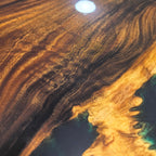 Deep blue epoxy luxury unique exotica wood dining table for 8 people
