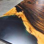Deep blue epoxy luxury unique exotica wood dining table for 8 people