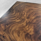 One piece natural wood with frosted grey epoxy river table dining table for 6-8 people - MOOKA FURNITURE