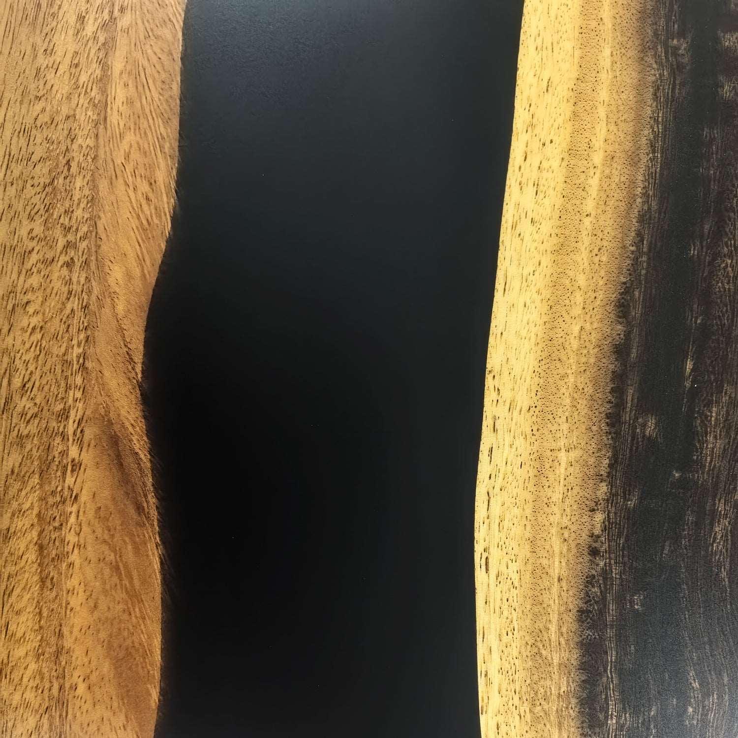 Hard wood dining table for 10 people with black river and live edge - MOOKA FURNITURE