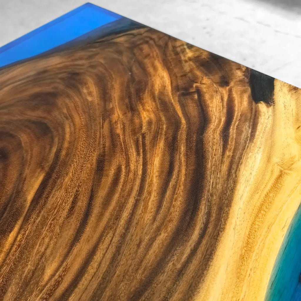 10 foot blue resin river table large wood dining table for 10-12 people - MOOKA FURNITURE