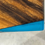 Single natural wood slab with blue epoxy dining table for 6-8 people - MOOKA FURNITURE