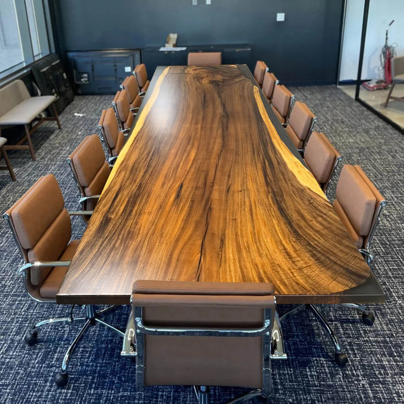 12ft Large solid wood conference table for 12-14 people in meeting space boardroom table - MOOKA FURNITURE
