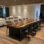 12ft one piece single solid wood table  Black epoxy glossy river table dining table for 12 people