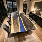 Extra 54" wide 12feet long grand blue river table unique dining table for 12-14 people