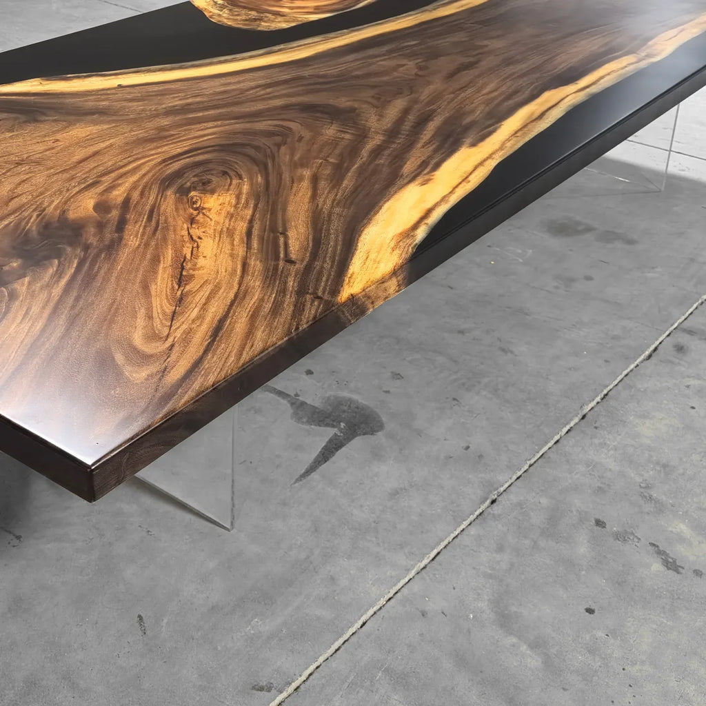 Massive Boardroom table in 12 ft for 14 people solid wood river epoxy conference table custom made - MOOKA FURNITURE